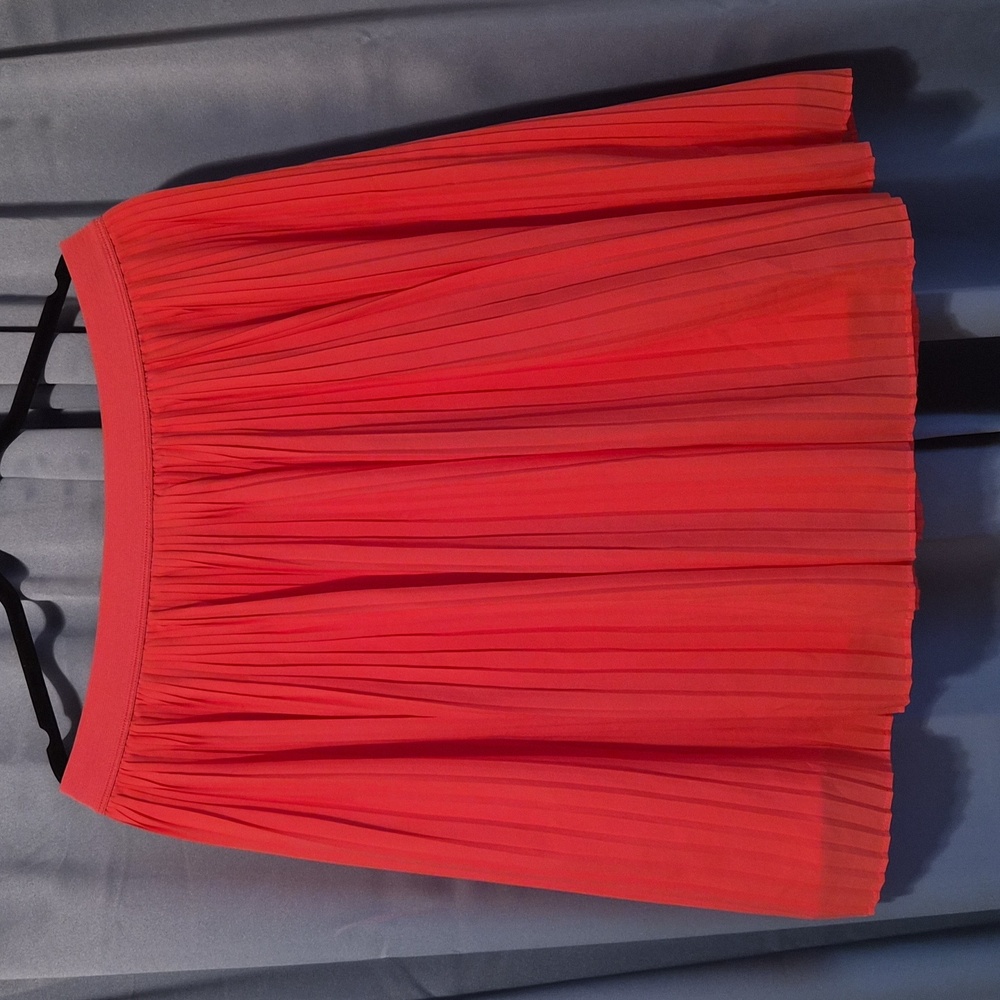 Merona Bright Coral Orange Accordion Pleated Midi Skirt - Women's Size Large
